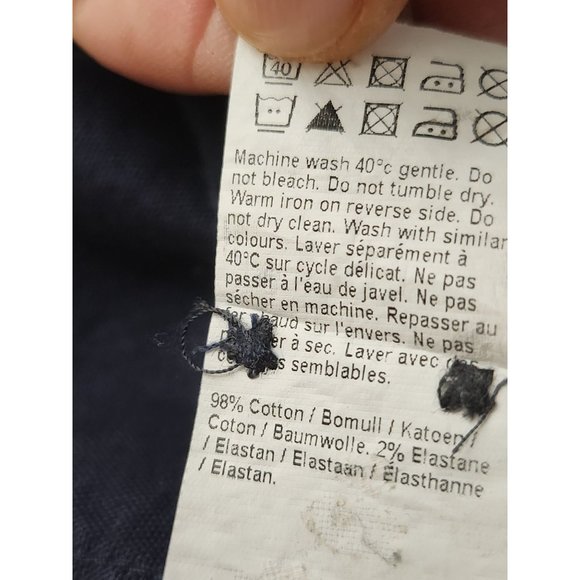 River Island Shirt Men’s 4XL Stretch Oxford Dark Navy Blue Long Sleeve Button Up - Picture 3 of 6